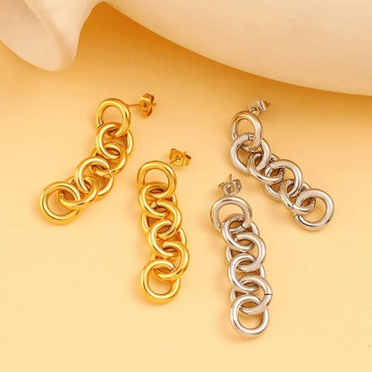 1 Pair Elegant Vacation Oversized Circle Plating 304 Stainless Steel 316 Stainless Steel  18K Gold Plated Drop Earrings