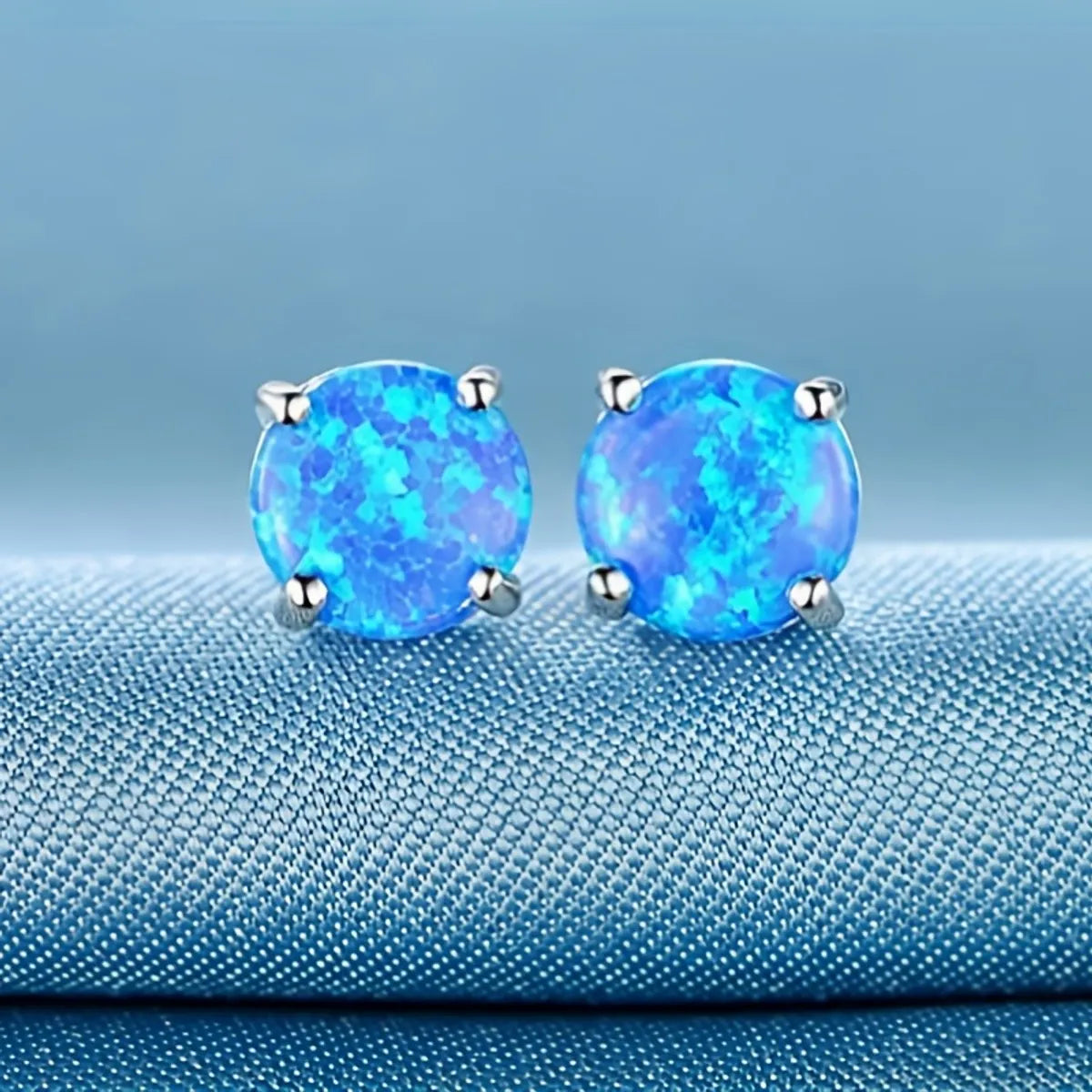 1 Pair Elegant Vacation Simple Style Geometric Copper Artificial Gemstones Opal White Gold Plated Ear Studs