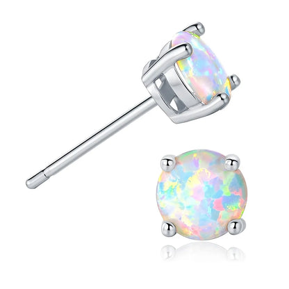 1 Pair Elegant Vacation Simple Style Geometric Copper Artificial Gemstones Opal White Gold Plated Ear Studs