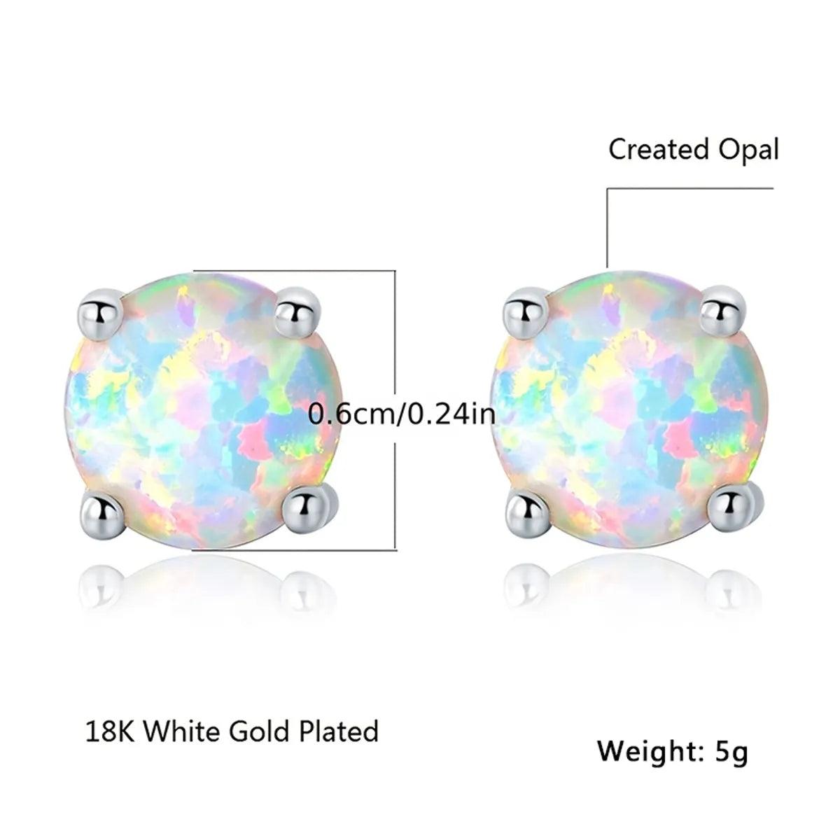 1 Pair Elegant Vacation Simple Style Geometric Copper Artificial Gemstones Opal White Gold Plated Ear Studs