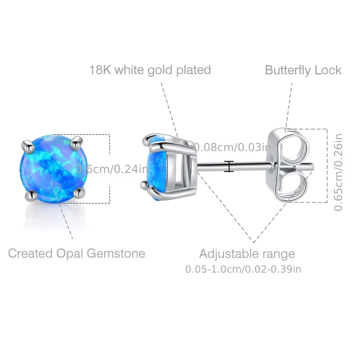 1 Pair Elegant Vacation Simple Style Geometric Copper Artificial Gemstones Opal White Gold Plated Ear Studs