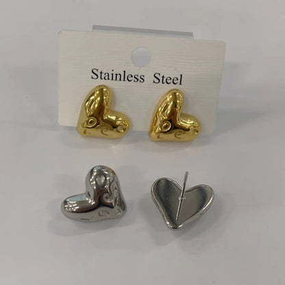 1 Pair Elegant Vacation Simple Style Heart Shape Plating Stainless Steel 18k Gold Plated Ear Studs