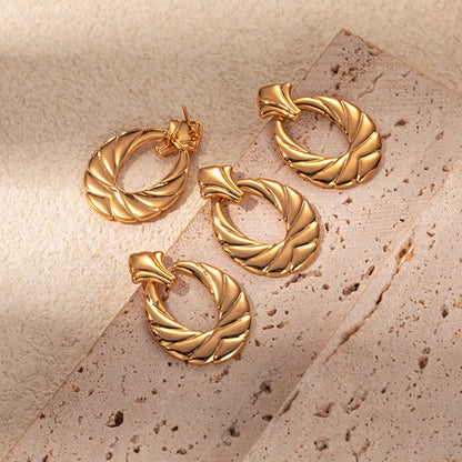 1 Pair Elegant Vacation Simple Style Oval Plating 304 Stainless Steel Gold Plated Ear Studs