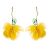 1 Pair Elegant Vacation Tropical Flower Alloy Gauze Gold Plated Drop Earrings