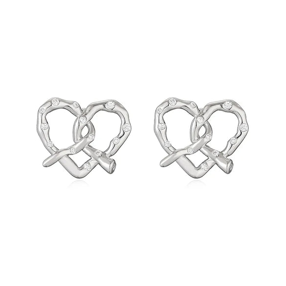 1 Pair Elegant Vintage Style Classic Style Heart Shape Alkaline Junction Knot Plating Inlay Copper Zircon 18K Gold Plated Ear Studs