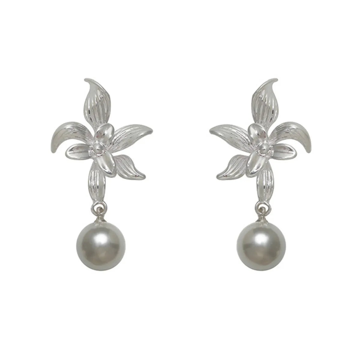 1 Pair Elegant Vintage Style Flower Imitation Pearl Alloy Drop Earrings