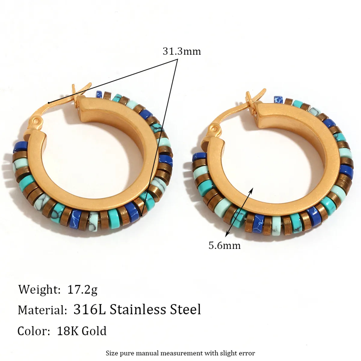 1 Pair Elegant Vintage Style Geometric Plating 304 Stainless Steel 18K Gold Plated Hoop Earrings