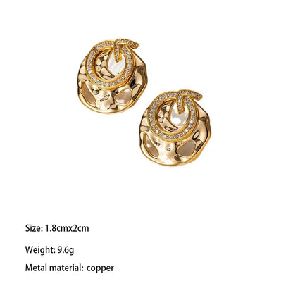 1 Pair Elegant Vintage Style Rhombus Plating Inlay Copper Zircon 18K Gold Plated Ear Studs