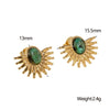 1 Pair Elegant Vintage Style Sector Plating Inlay 304 Stainless Steel Turquoise 18K Gold Plated Ear Studs