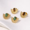1 Pair Elegant Vintage Style Sector Plating Inlay 304 Stainless Steel Turquoise 18K Gold Plated Ear Studs