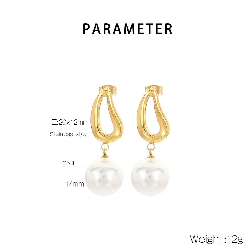 1 Pair Elegant Vintage Style Streetwear Geometric Inlay 304 Stainless Steel Shell 18K Gold Plated Drop Earrings