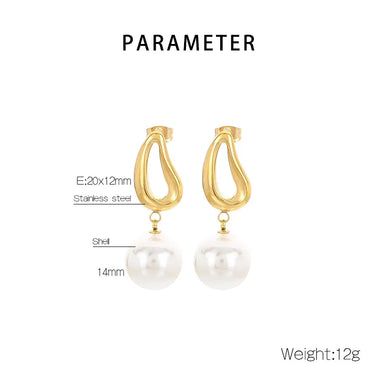 1 Pair Elegant Vintage Style Streetwear Geometric Inlay 304 Stainless Steel Shell 18K Gold Plated Drop Earrings