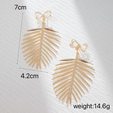 1 Pair Elegant Vintage Style Wedding Round Square Leaves Plating Metal Hollow Out Stainless Steel Arylic Alloy Gold Plated Drop Earrings