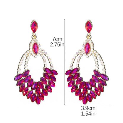 1 Pair Elegant Water Droplets Inlay Alloy Rhinestones Zircon Drop Earrings