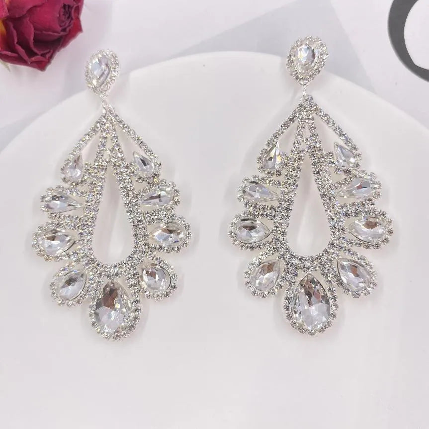 1 Pair Elegant Water Droplets Plating Inlay Copper Artificial Diamond Drop Earrings