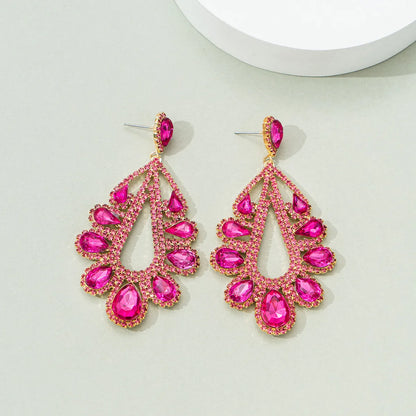 1 Pair Elegant Water Droplets Plating Inlay Copper Artificial Diamond Drop Earrings