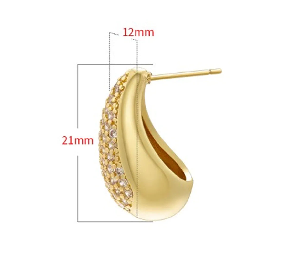 1 Pair Elegant Water Droplets Plating Inlay Copper Zircon 18k Gold Plated Ear Studs