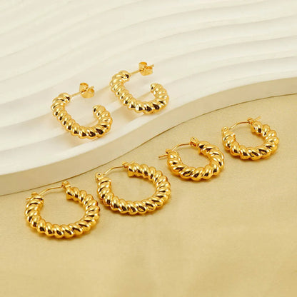 1 Pair Elegant Water Droplets Polishing Gold Plated Stainless Steel 18k Gold Plated Earrings