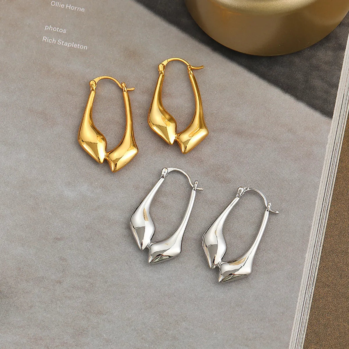 1 Pair Elegant Water Droplets Polishing Plating Copper 18k Gold Plated White Gold Plated Hoop Earrings