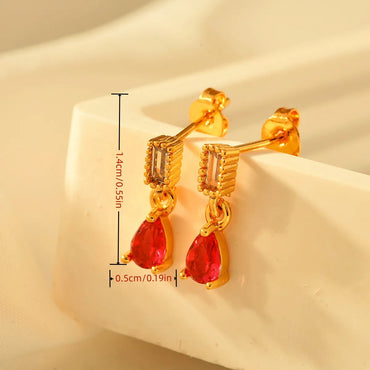 1 Pair Elegant Water Droplets Rectangle Copper Drop Earrings