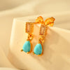 1 Pair Elegant Water Droplets Rectangle Copper Drop Earrings