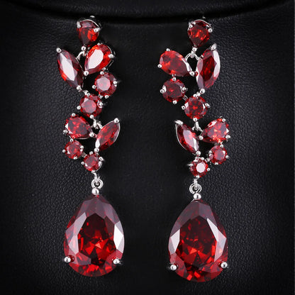 1 Pair Elegant Water Droplets Snowflake Plating Inlay Copper Zircon Rhodium Plated Drop Earrings