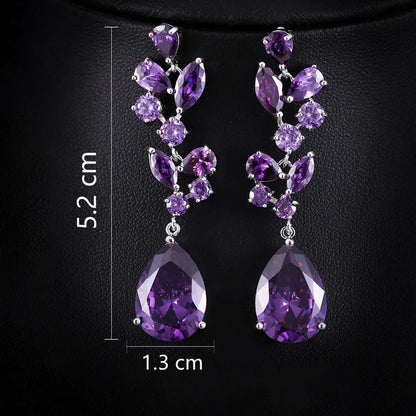 1 Pair Elegant Water Droplets Snowflake Plating Inlay Copper Zircon Rhodium Plated Drop Earrings