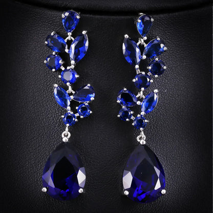 1 Pair Elegant Water Droplets Snowflake Plating Inlay Copper Zircon Rhodium Plated Drop Earrings