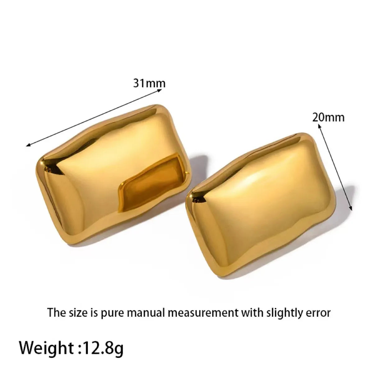 1 Pair Elegant Wedding Classic Style Square Plating Stainless Steel 18k Gold Plated Ear Studs