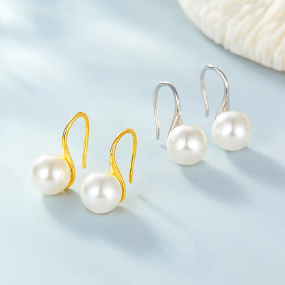 1 Pair Elegant Wedding Pastoral Round Inlay Imitation Pearl Pearl Zircon White Gold Plated Gold Plated Ear Studs Ear Hook