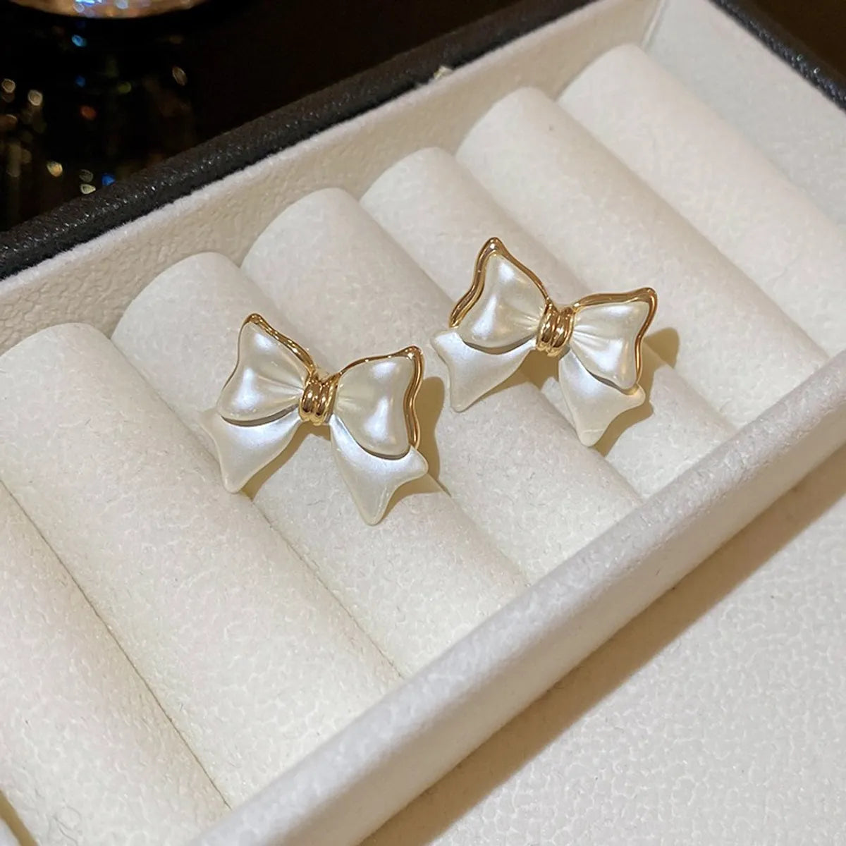 1 Pair Elegant Wedding Sweet Bow Knot Plating Bowknot Alloy