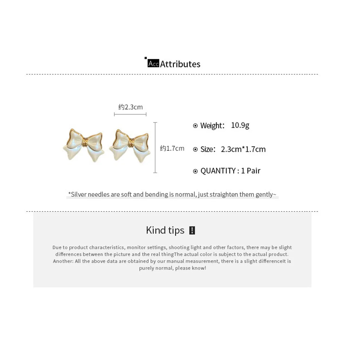 1 Pair Elegant Wedding Sweet Bow Knot Plating Bowknot Alloy