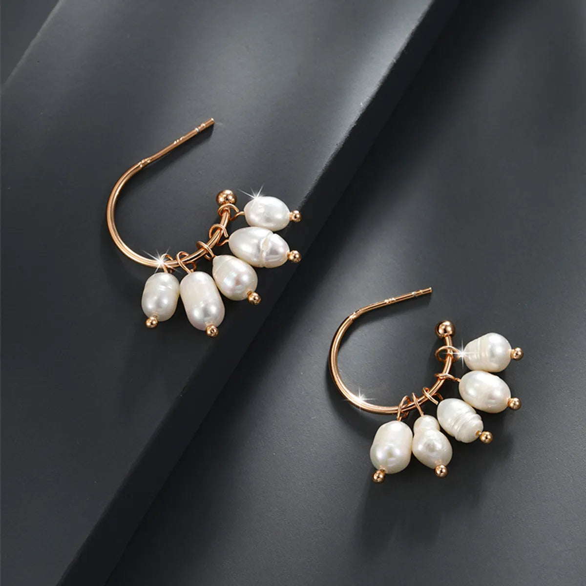 1 Pair Elegant Xuping Color Block Plating Inlay Alloy Artificial Pearls 18k Gold Plated Drop Earrings