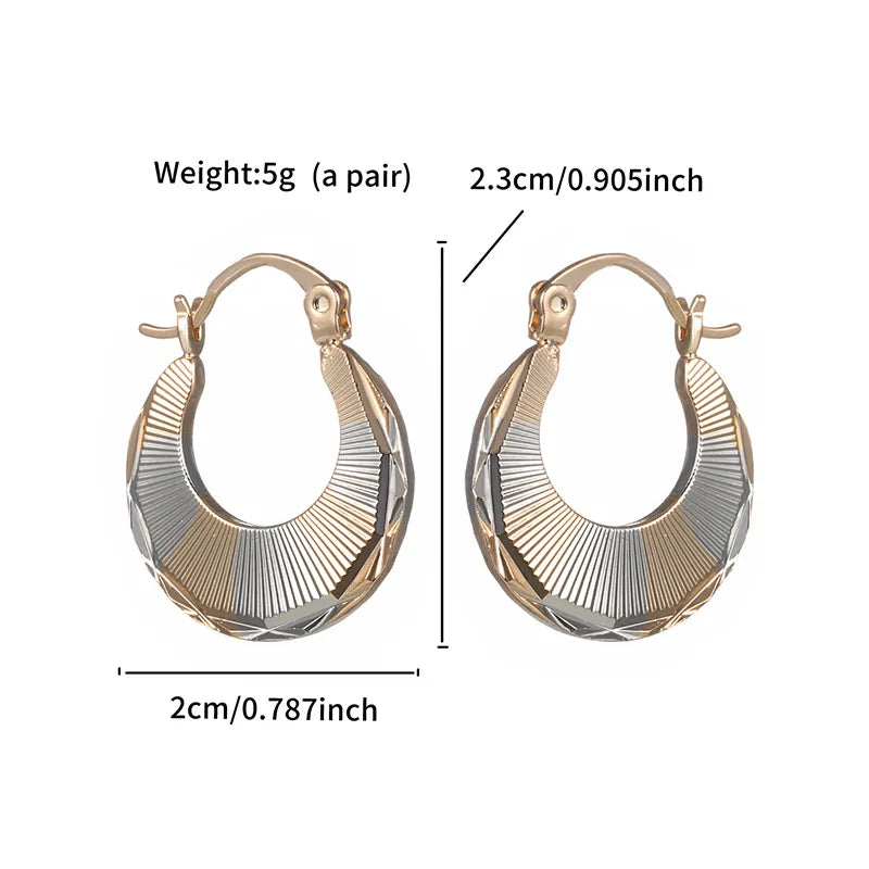 1 Pair Elegant XUPING Geometric Plating Copper 18K Gold Plated Hoop Earrings