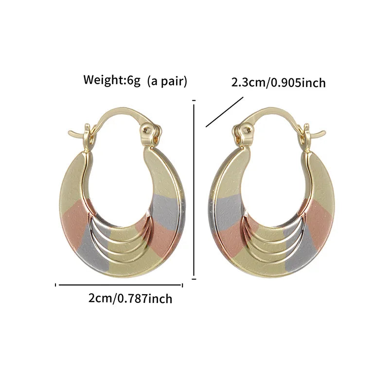 1 Pair Elegant XUPING Geometric Plating Copper 18K Gold Plated Hoop Earrings