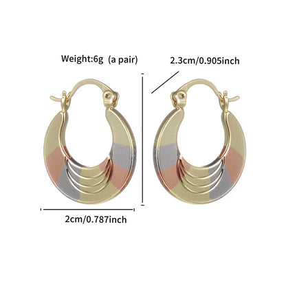 1 Pair Elegant XUPING Geometric Plating Copper 18K Gold Plated Hoop Earrings