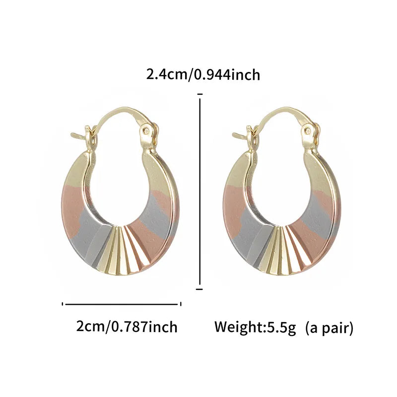 1 Pair Elegant XUPING Geometric Plating Copper 18K Gold Plated Hoop Earrings