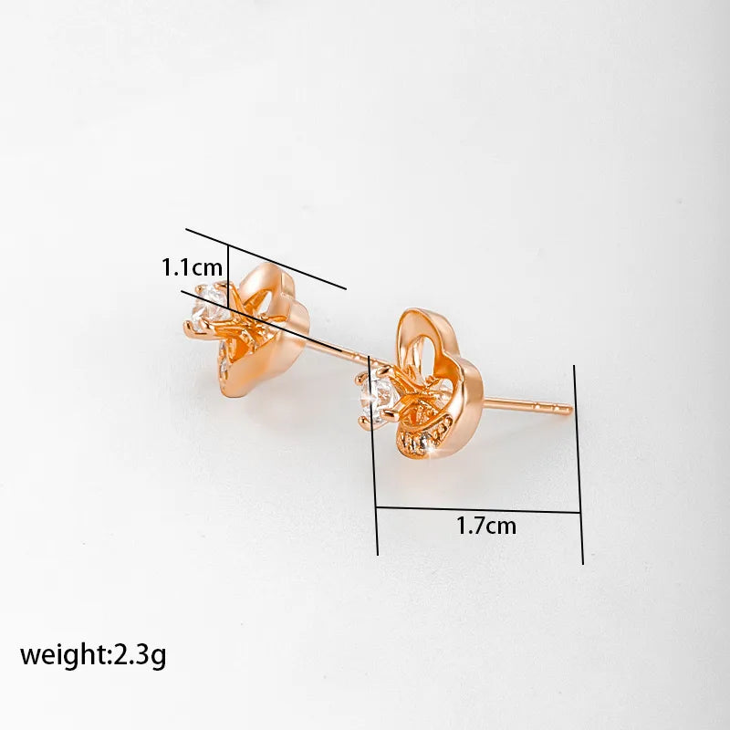 1 Pair Elegant Xuping Simple Style Heart Shape Plating Inlay Copper Alloy Artificial Diamond 18k Gold Plated White Gold Plated Ear Studs