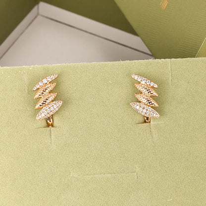 1 Pair Elegant Xuping Solid Color Plating Inlay Copper Alloy Artificial Diamond 18k Gold Plated Ear Studs