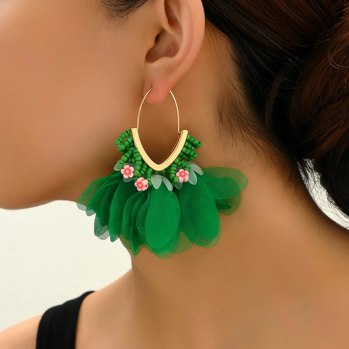 1 Pair Ethnic Style Bohemian Geometric Petal Alloy Earrings