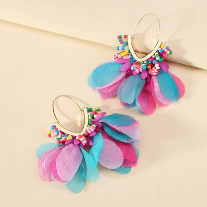 1 Pair Ethnic Style Bohemian Geometric Petal Alloy Earrings