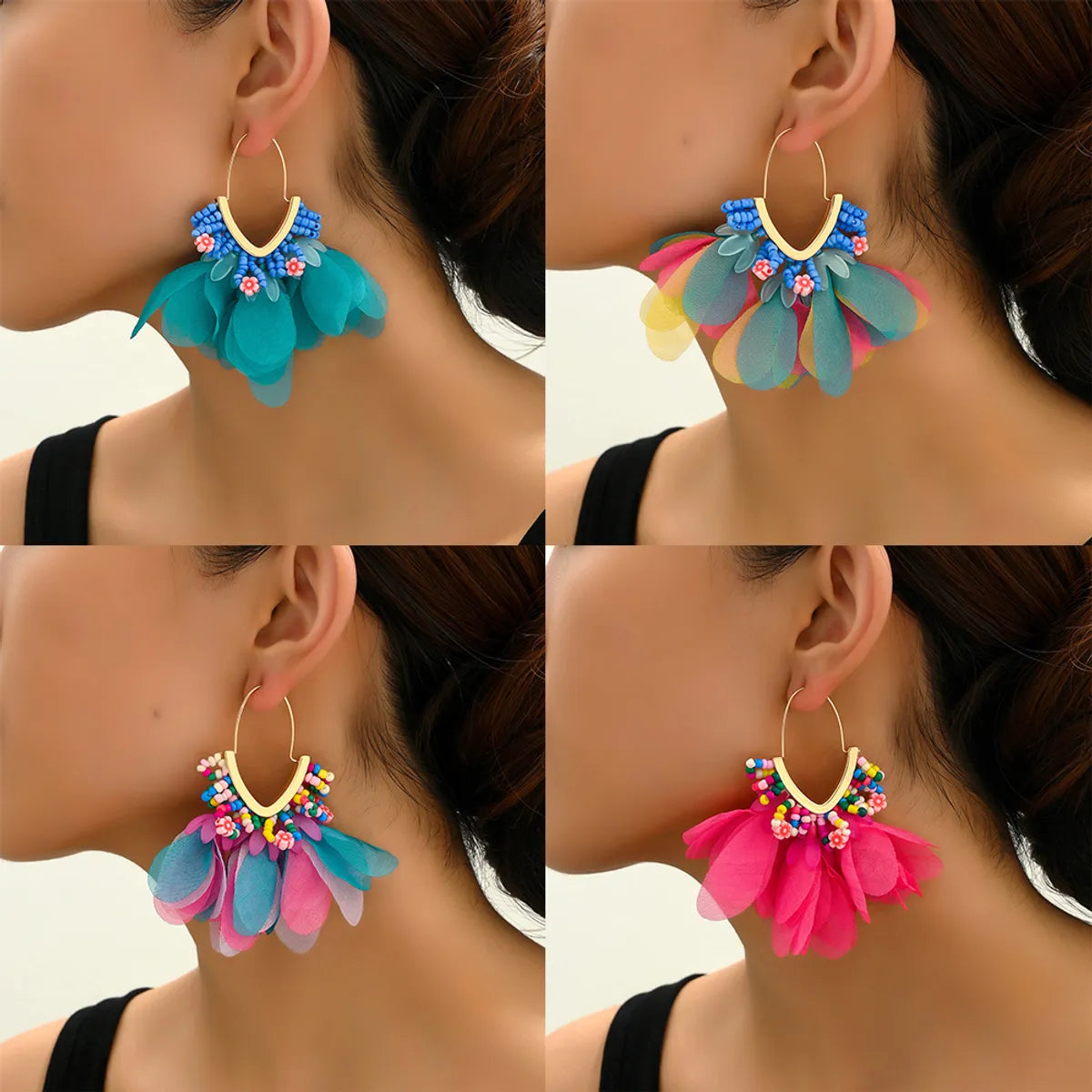 1 Pair Ethnic Style Bohemian Geometric Petal Alloy Earrings