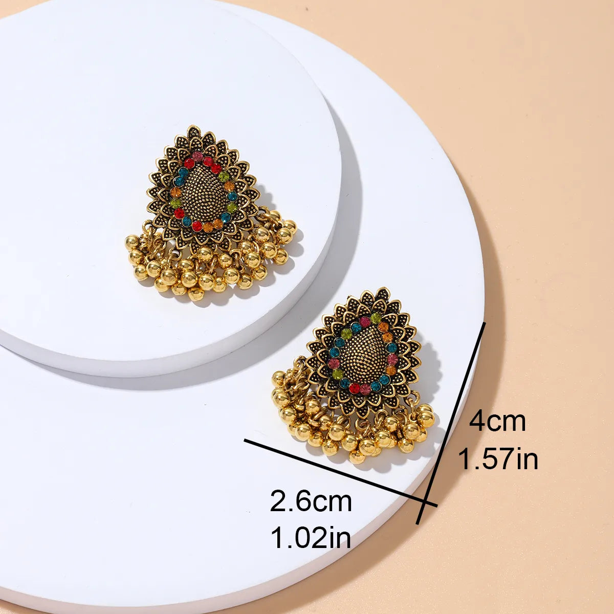 1 Pair Ethnic Style Bohemian Geometric Plating Inlay Stainless Steel Rhinestones Drop Earrings