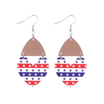 1 Pair Ethnic Style Bohemian Star Stripe Arylic Wood Drop Earrings