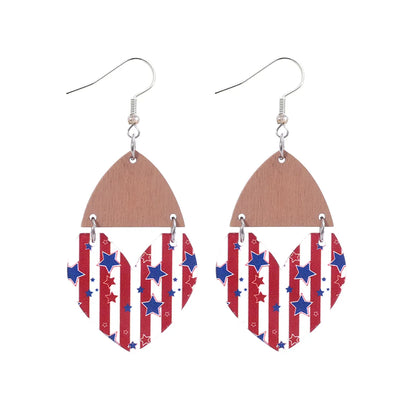 1 Pair Ethnic Style Bohemian Star Stripe Arylic Wood Drop Earrings