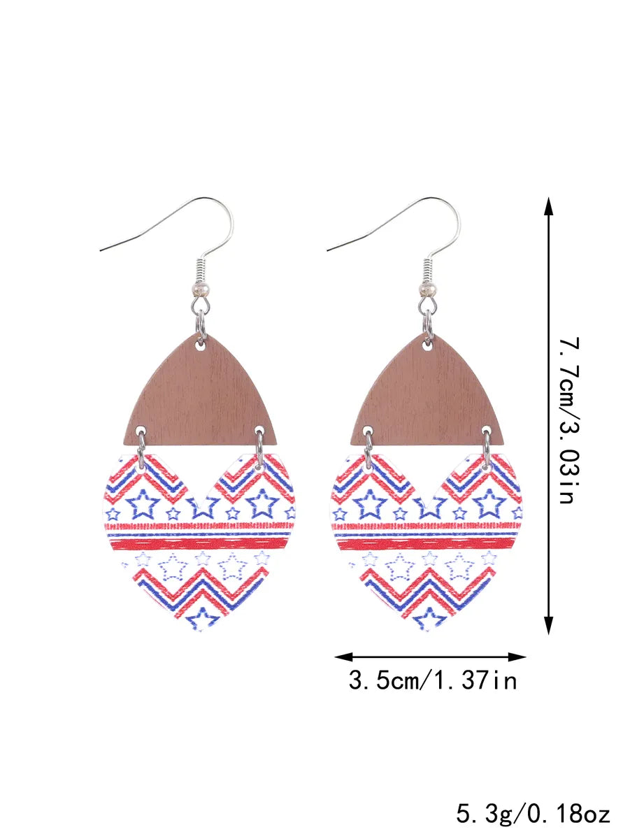 1 Pair Ethnic Style Bohemian Star Stripe Arylic Wood Drop Earrings