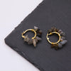 1 Pair Ethnic Style Bohemian Tropical Solid Color Handmade Plating Natural Stone Copper 18k Gold Plated Hoop Earrings