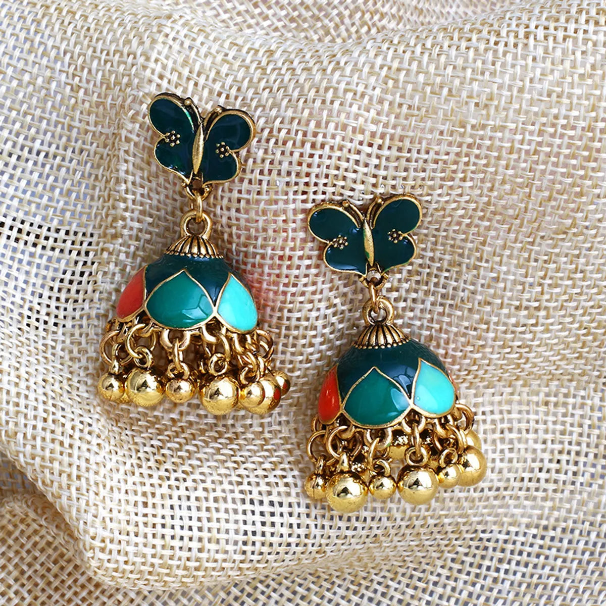 1 Pair Ethnic Style Butterfly Bell Alloy Drop Earrings