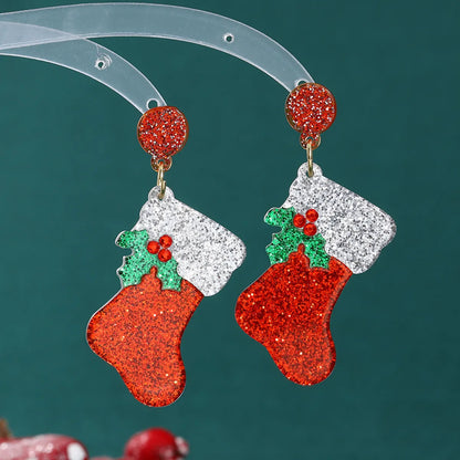 1 Pair Ethnic Style Christmas Socks Enamel Plating Alloy Drop Earrings