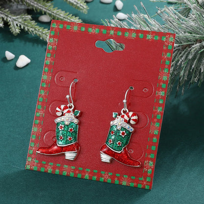 1 Pair Ethnic Style Christmas Socks Enamel Plating Alloy Drop Earrings